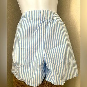 H&M Blue & White Striped Pull On Shorts Size M